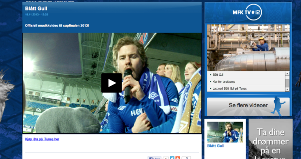 Årets cupfinalevideo markedsføres på Molde FKs hjemmeside. (Skjermdump)